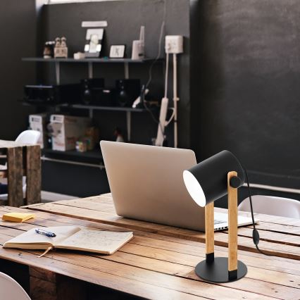 Eglo 43047 - Pöytävalaisin HORNWOOD 1xE27/28W/230V