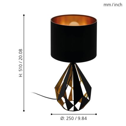 Eglo 43077 - Pöytävalaisin CARLTON 1xE27/60W/230V