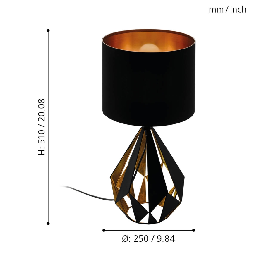 Eglo 43077 - Pöytävalaisin CARLTON 1xE27/60W/230V