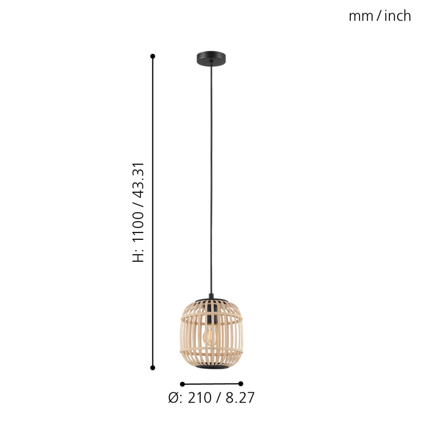 Eglo 43231 - Kattokruunu narulla BORDESLEY 1xE27/28W/230V halkaisija 210mm