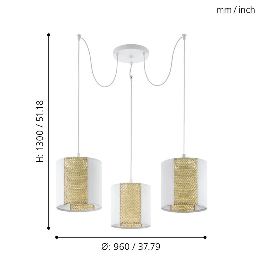 Eglo - Kattokruunu johdossa 3xE27/40W/230V hämähäkki