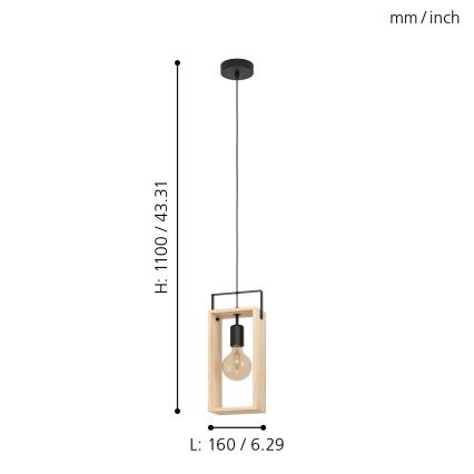 Eglo 43413 - Kattokruunu narulla FAMBOROUGH 1xE27/40W/230V