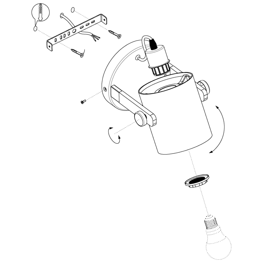 Eglo 43427 - Seinävalaisin HORNWOOD 1 1xE27/28W/230V