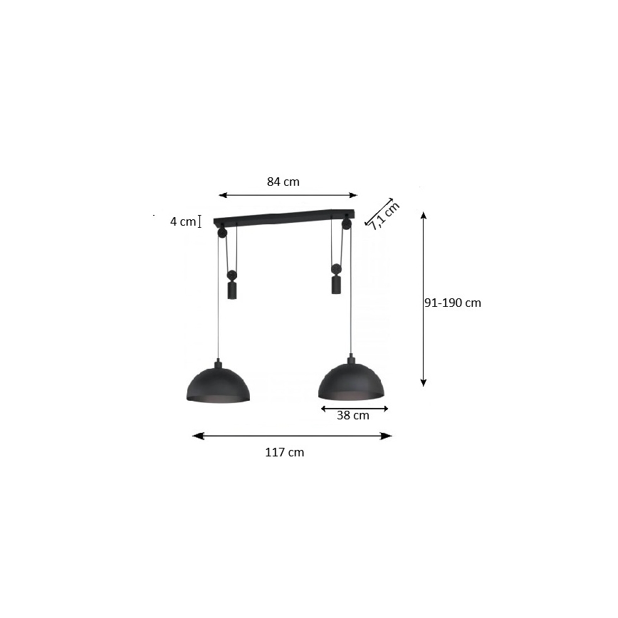 Eglo 43436 - Kattokruunu narulla WINKWORTH 1 2xE27/40W/230V