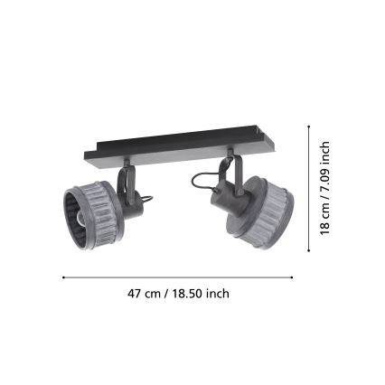 Eglo 43445 - Kohdevalaisin TURROCK 2xE27/28W/230V