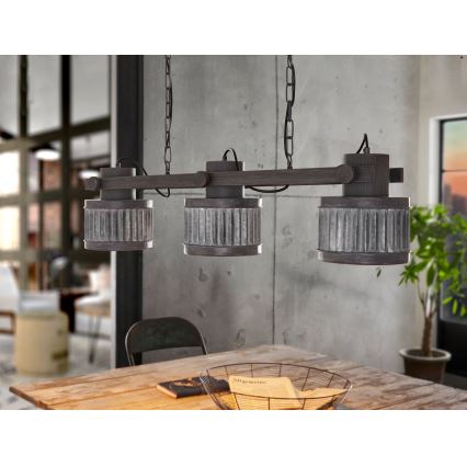 Eglo 43447 - Riippuvalaisin ketjulla TURROCK 3xE27/28W/230V