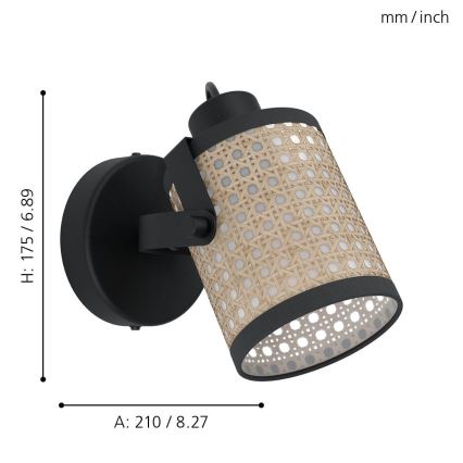 Eglo 43493 - Seinävalaisin RUSCOMB 1xE27/10W/230V