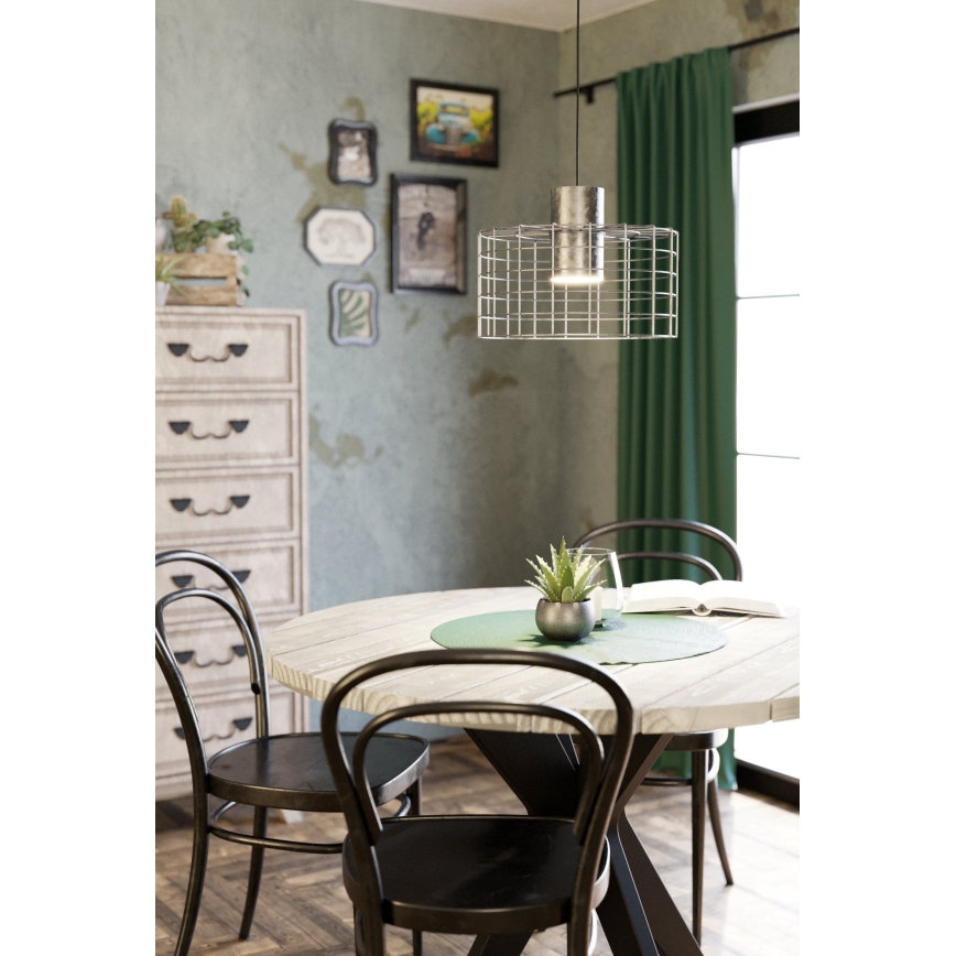 Eglo - Kattokruunu johdossa 1xE27/40W/230V d. 38 cm hopea