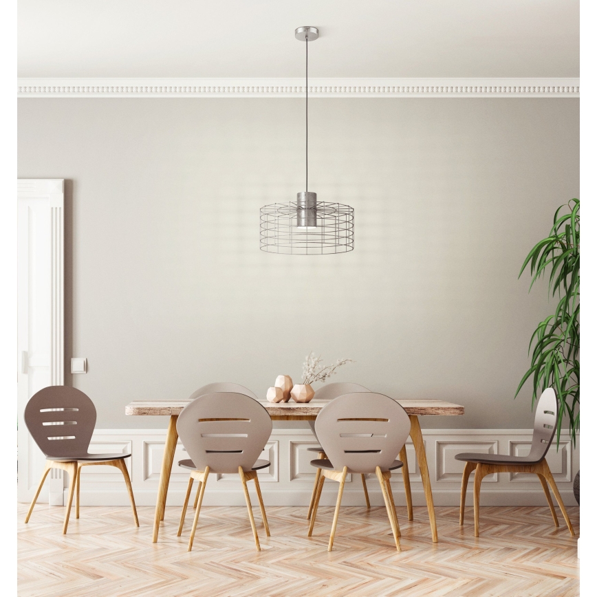 Eglo - Kattokruunu johdossa 1xE27/40W/230V d. 48 cm hopea