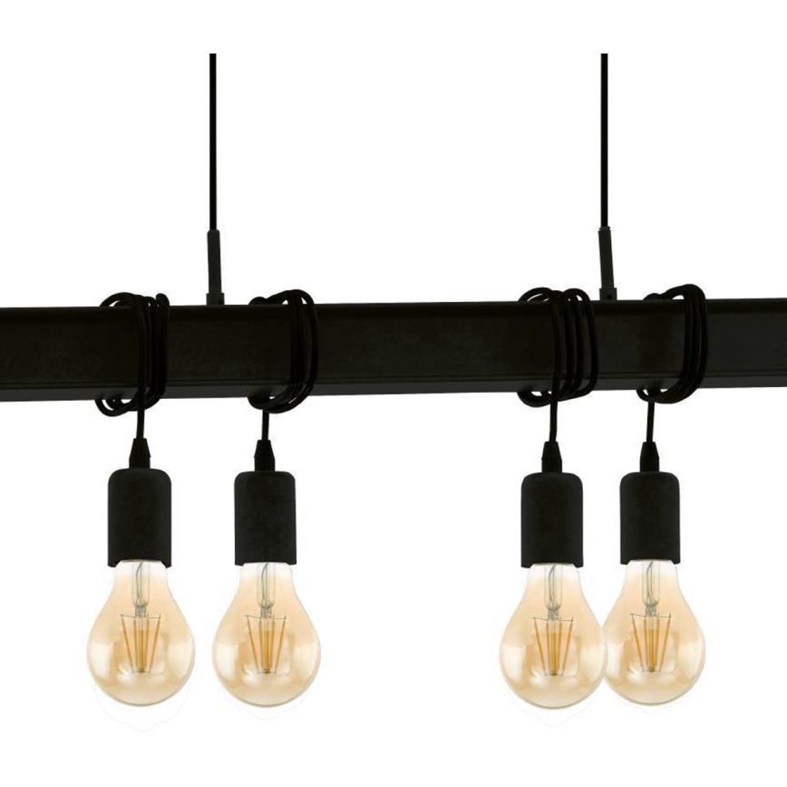 Eglo 43712 - Kattokruunu johdossa TOWNSHEND 6xE27/60W/230V musta