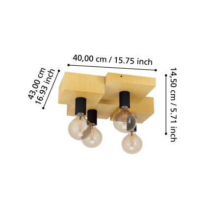Eglo - Kattovalo 4xE27/40W/230V