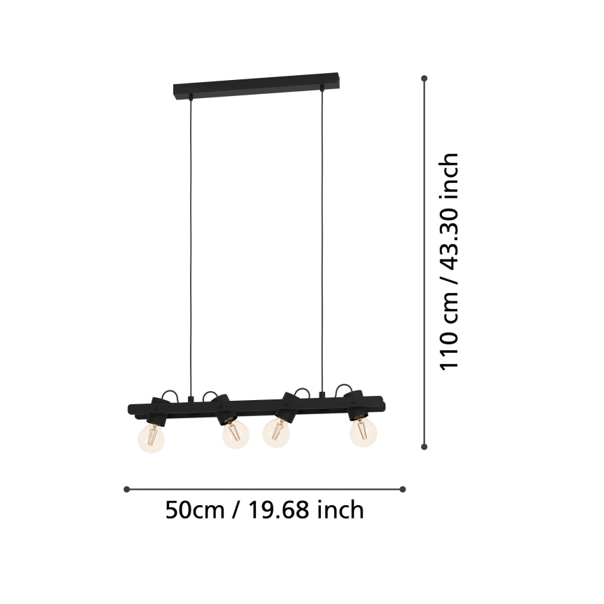 Eglo - Kattokruunu johdossa 4xE27/15W/230V