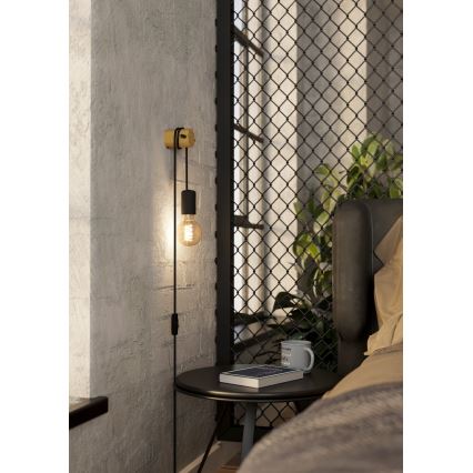 Eglo - Seinävalaisin 1xE27/13W/230V musta/beige