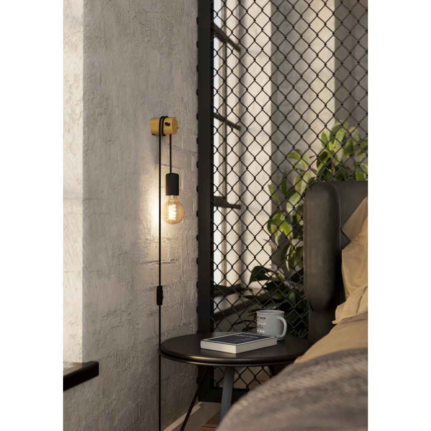 Eglo - Seinävalaisin 1xE27/13W/230V musta/beige