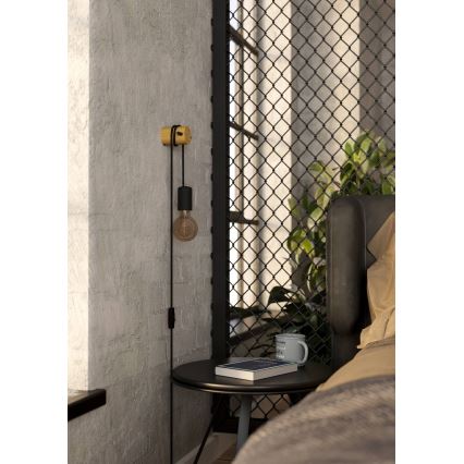 Eglo - Seinävalaisin 1xE27/13W/230V musta/beige