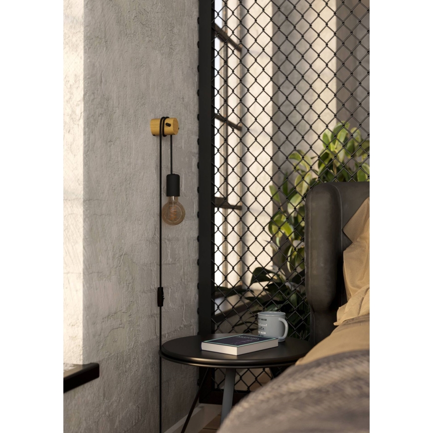 Eglo - Seinävalaisin 1xE27/13W/230V musta/beige