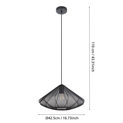 Eglo - Kattokruunu johdossa 1xE27/40W/230V halkaisija 42,5 cm musta