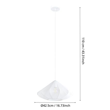Eglo - Kattokruunu johdossa 1xE27/40W/230V halkaisija 42,5 cm valkoinen