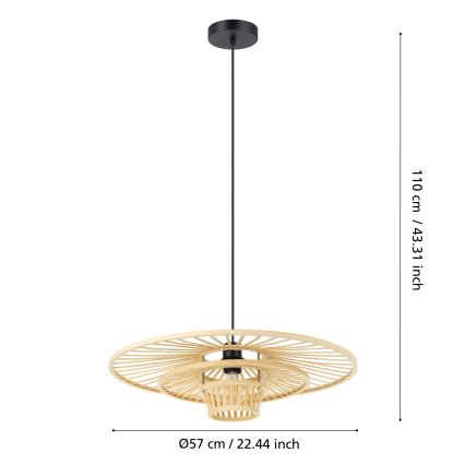 Eglo - Riippuvalaisin vaijerilla 1xE27/40W/230V bambu