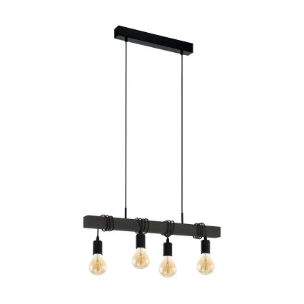 Eglo 44061 - Riippuvalaisin TOWNSHEND kaapelilla 4xE27/40W/230V musta