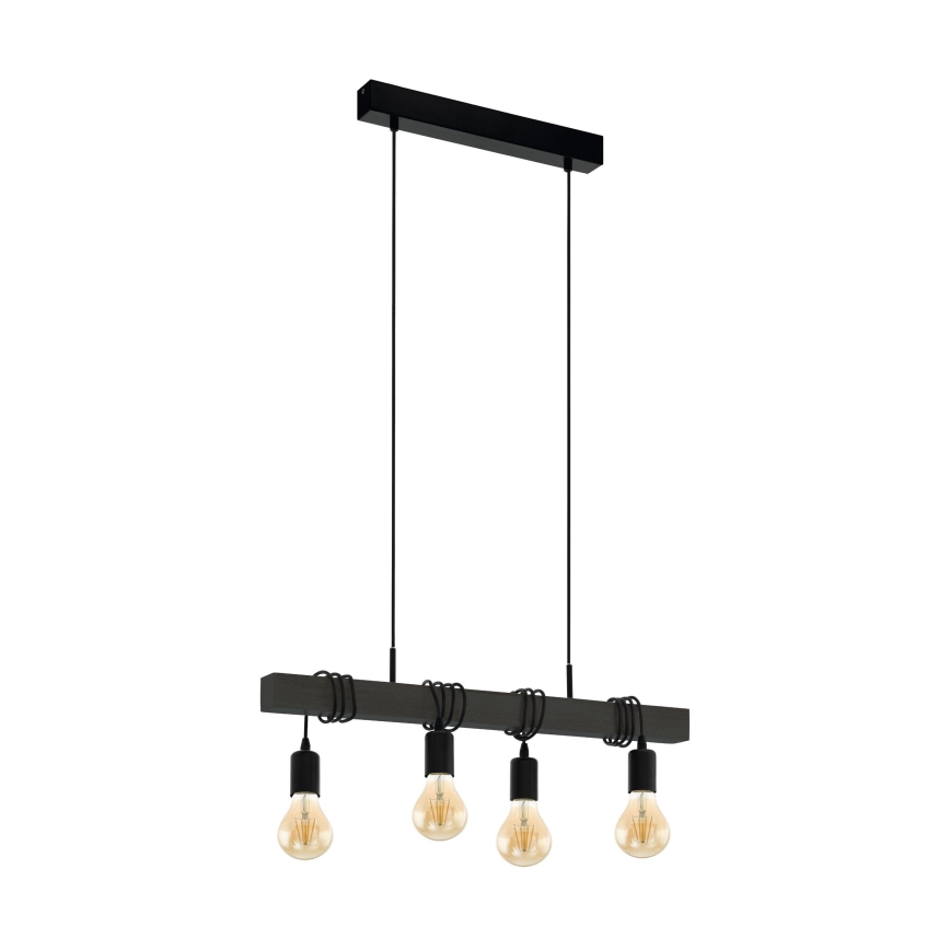 Eglo 44061 - Riippuvalaisin TOWNSHEND kaapelilla 4xE27/40W/230V musta