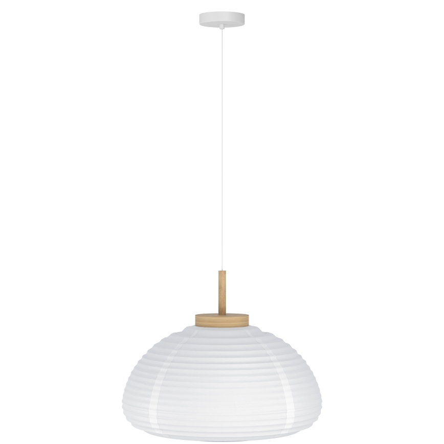 Eglo - Riippuvalaisin vaijerilla 1 x E27/40 W/230 V Ø 40 cm valkoinen/beige