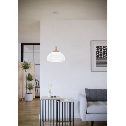 Eglo - Riippuvalaisin kaapelilla 1xE27/40W/230V Ø 55 cm valkoinen/beige