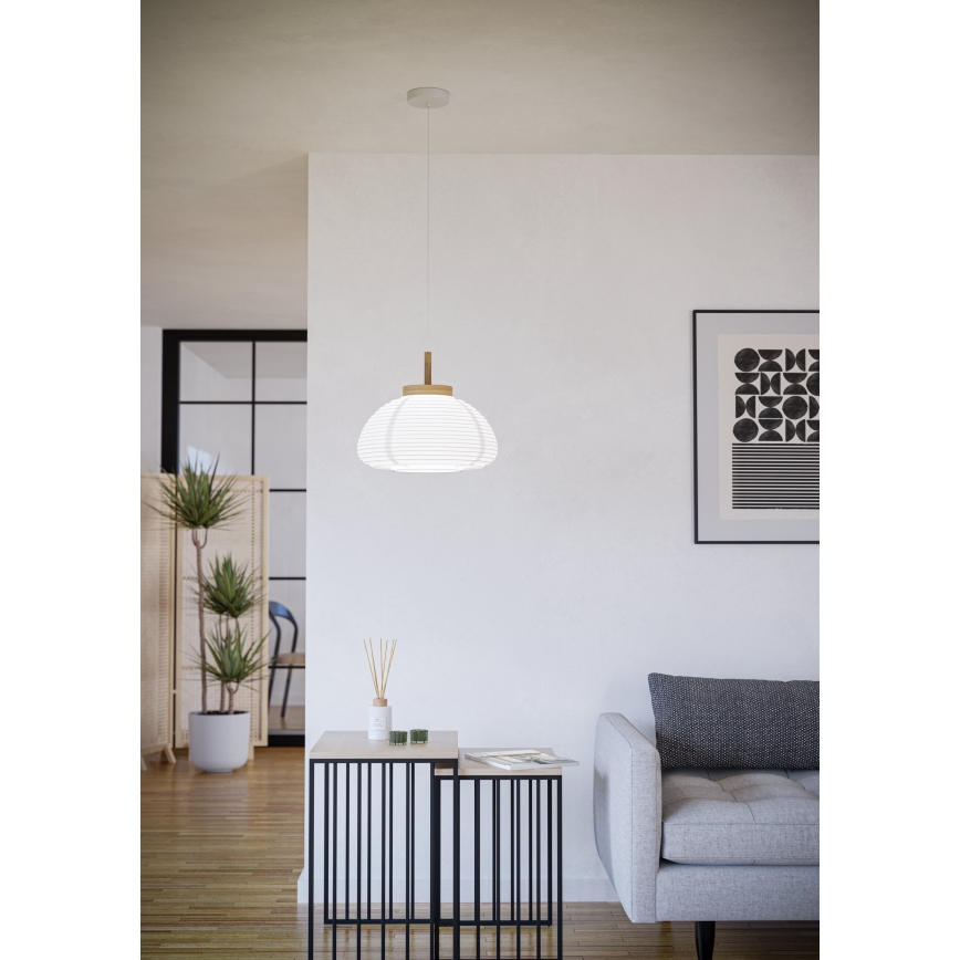 Eglo - Riippuvalaisin kaapelilla 1xE27/40W/230V Ø 55 cm valkoinen/beige