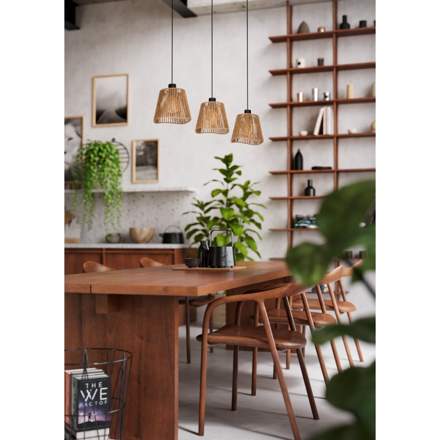 Eglo - Kattokruunu johdossa 3xE27/60W/230V ruskea