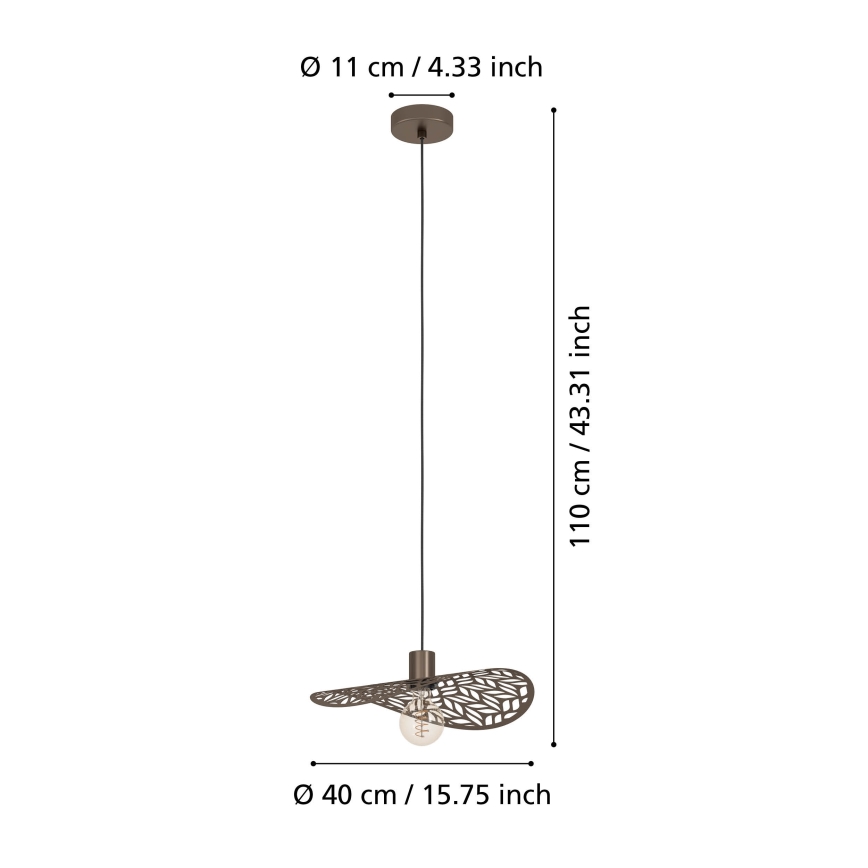 Eglo - Riippuvalaisin vaijerilla 1xE27/60W/230V halkaisija 40 cm pronssinvärinen