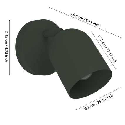 Eglo - Seinään asennettava kohdevalaisin 1xE14/40W/230V, vihreä