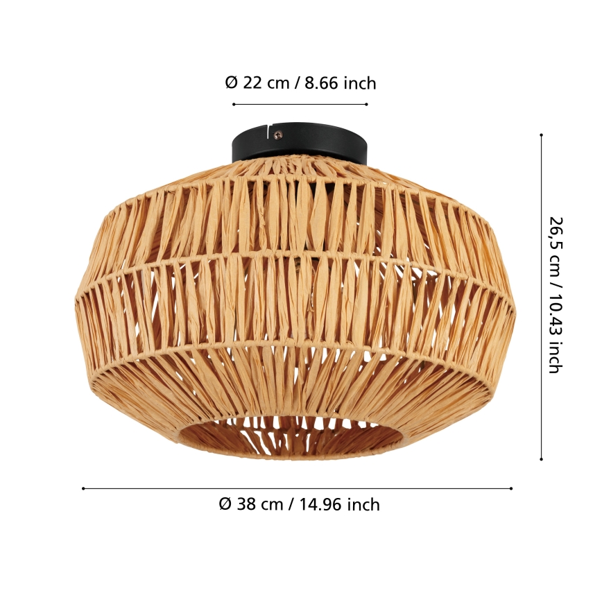 Eglo - Kattovalaisin 1xE27/40W/230V, halkaisija 38 cm, ruskea