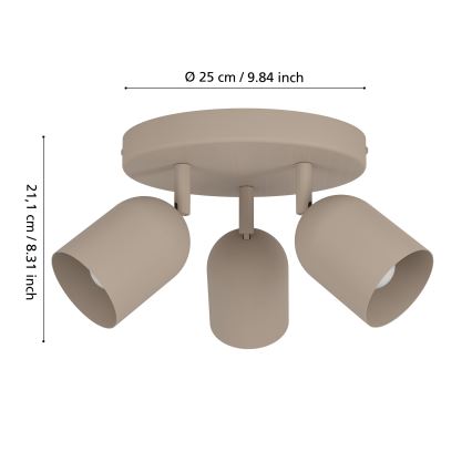 Eglo - Kohdevalaisin 3xE14/40W/230V halkaisija 25 cm beige