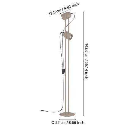 Eglo - Beige lattiavalaisin 2xE14/8W/230V