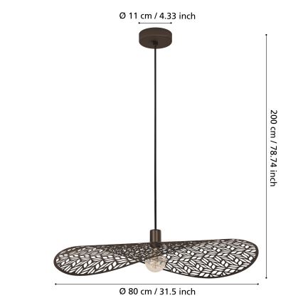 Eglo - Riippuvalaisin vaijerilla 1xE27/60W/230V halkaisija 80 cm pronssinvärinen