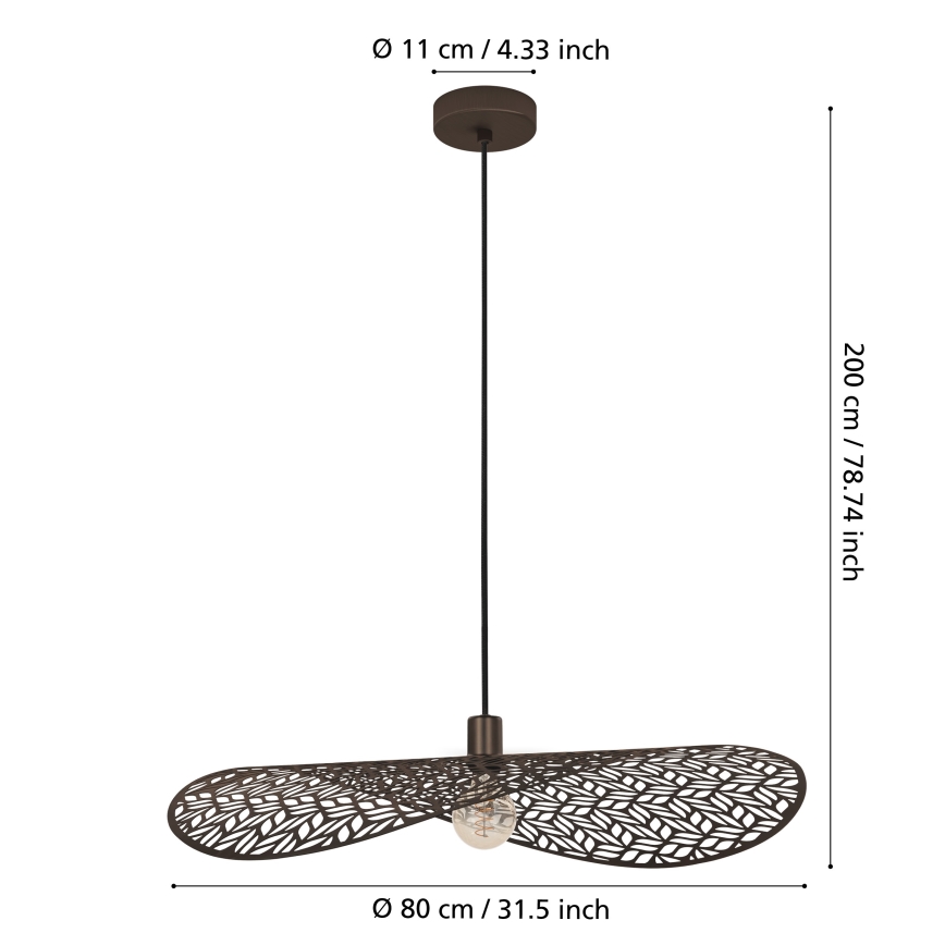 Eglo - Riippuvalaisin vaijerilla 1xE27/60W/230V halkaisija 80 cm pronssinvärinen