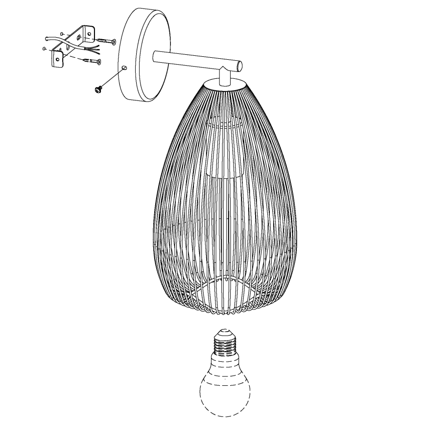 Eglo 49143 - Seinävalaisin CLEVEDON 1xE27/60W/230V