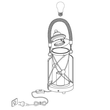 Eglo 49284 - Pöytävalaisin BRADFORD 1xE27/60W/230V