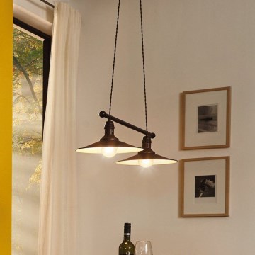 Eglo 49457 - Riippuvalaisin kaapelilla STOCKBURY 2xE27/60W/230V