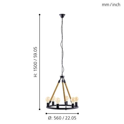 Eglo 49694 - Ketjullinen riippuvalaisin FINDLAY 6xE27/60W