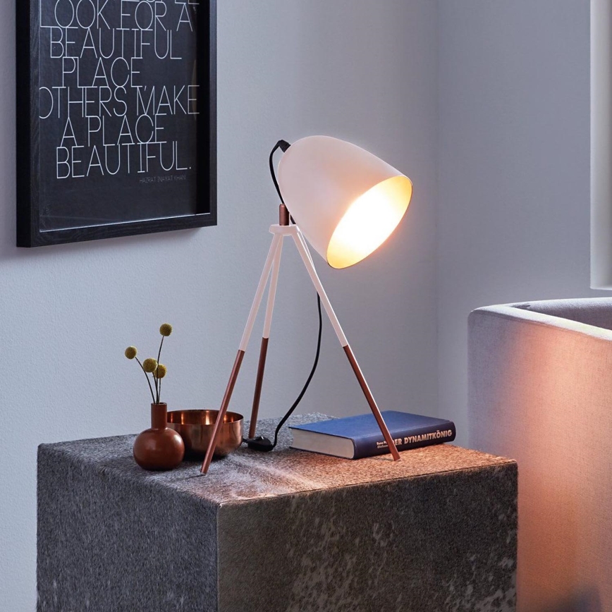 Eglo 49727 - Pöytävalaisin CHESTER 1xE27/60W/230V valkoinen/kupari