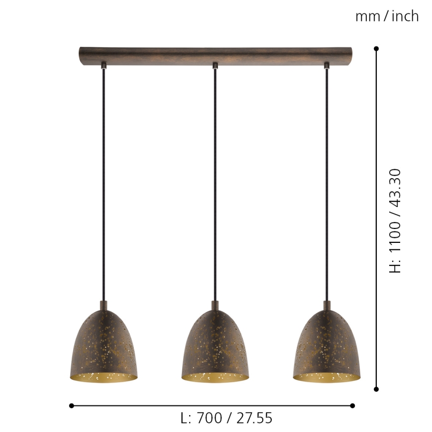 Eglo 49871 - riippuvalaisin SAFI 3xE27/60W