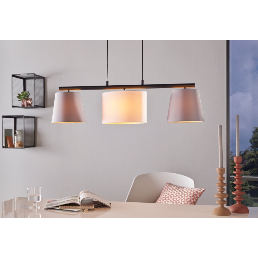 Eglo 55207 - LED-riippuvalaisin vaijerilla ALMEIDA 3xE14/25W/230V harmaa