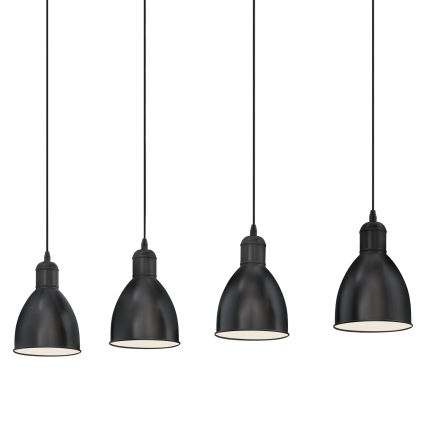 Eglo 55244 - Riippuvalaisin vaijerilla PRIDDY 4xE27/60W/230V musta