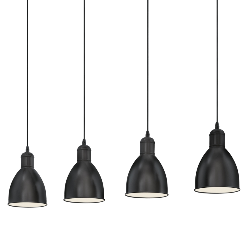 Eglo 55244 - Riippuvalaisin vaijerilla PRIDDY 4xE27/60W/230V musta