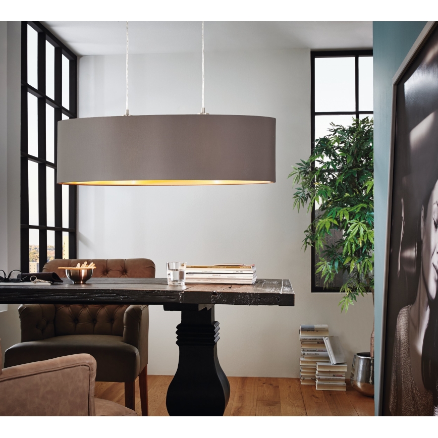 Eglo 55271 - Kattokruunu johdossa MASERLO 2xE27/60W/230V ruskea