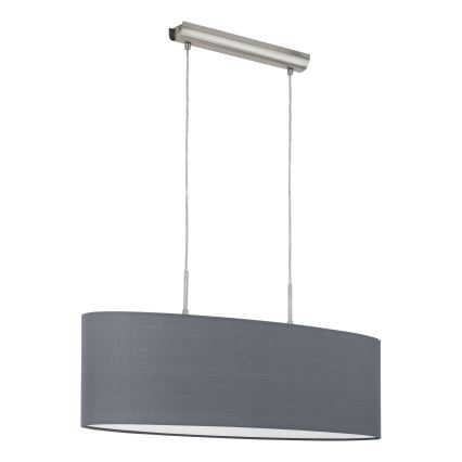 Eglo 55276 - PASTERI riippuvalaisin kaapelilla, 2xE27/60W/230V, harmaa