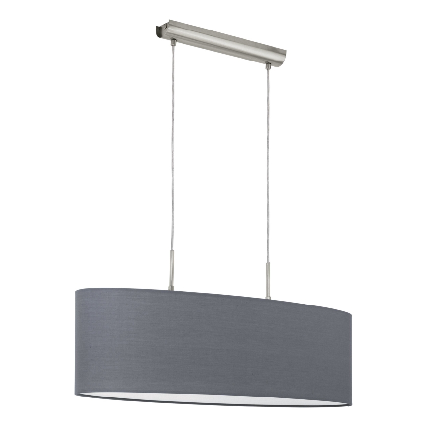 Eglo 55276 - PASTERI riippuvalaisin kaapelilla, 2xE27/60W/230V, harmaa