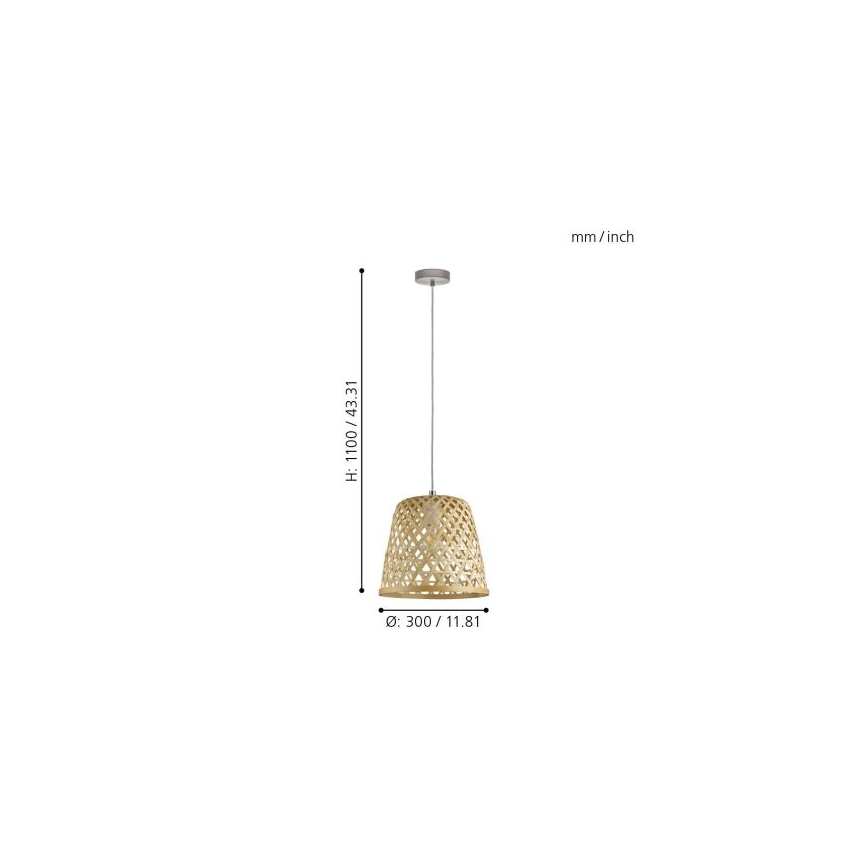 Eglo 55696 - Riippuvalaisin kaapelilla KIRKCOLM 1xE27/60W/230V beige