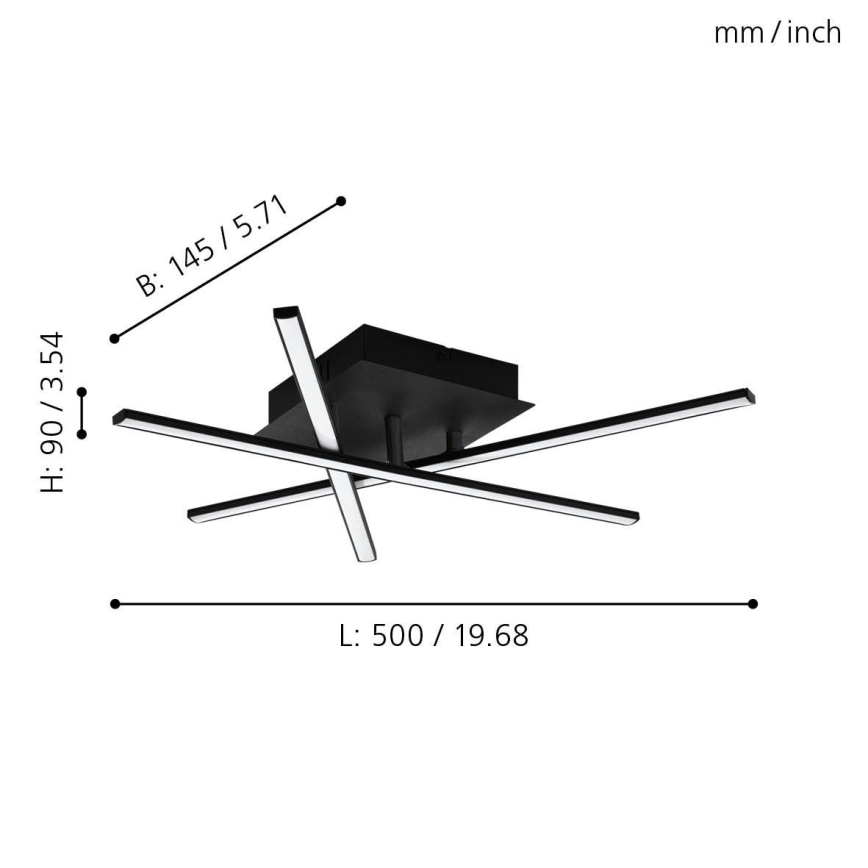 Eglo 55707 - LED-kattovalaisin 3xLED/3,5W/230V musta